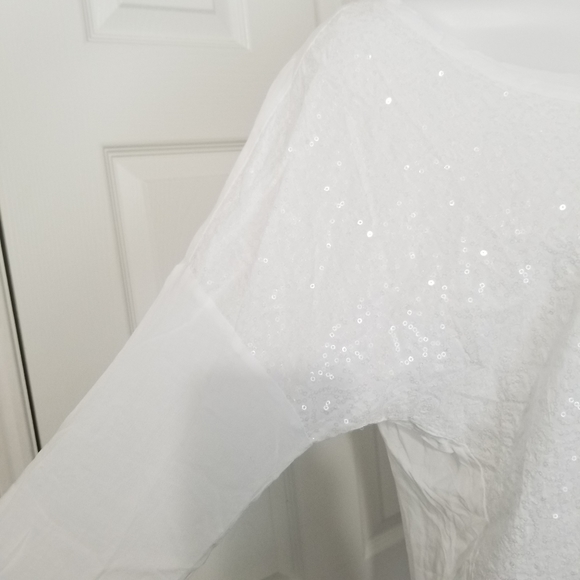 Philosophy Sequin Tissue Thin Shirt S White NWT - Picture 5 of 11